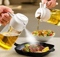 2-In-1 Glass Oil Dispenser And Sprayer With White Ergonomic Handle | Random Color