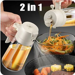 2-In-1 Glass Oil Dispenser And Sprayer With White Ergonomic Handle | Random Color