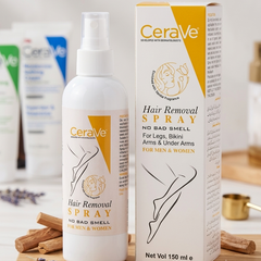 Yellow CeraVe Hair Removal Spray - Gentle Body Hair Eliminator Smooth Skin Depilatory Formula Easy Spray Skincare Product For Men And Women - 150ML