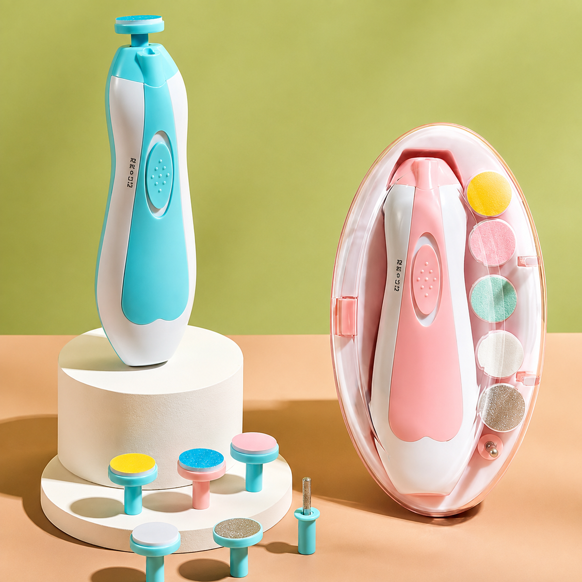 Premium 6-in-1 Electric Baby Nail Trimmer Set – Safe Infant Nail Filer, Clipper Alternative Kit with Storage Case - Random Color