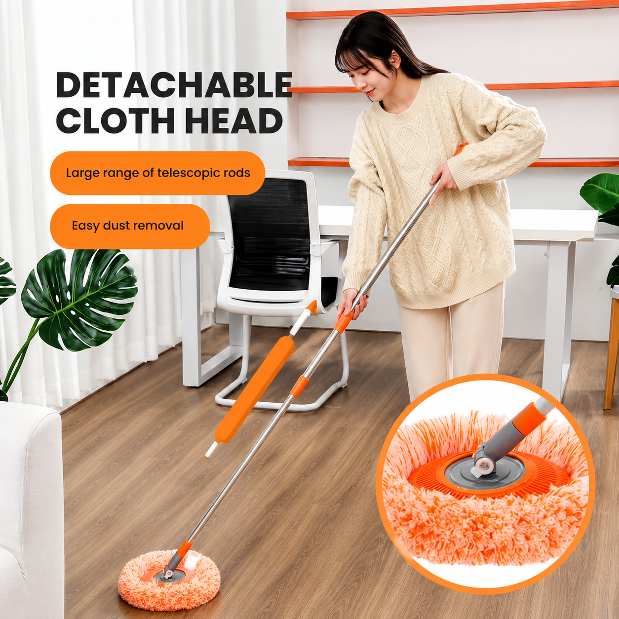 360° Rotating Microfiber Mop | Extendable Handle Telescopic Floor Cleaning Mop | Sunflower Round Mop For Home, Office And Car Screen