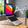 Folding Adjustable Aluminum Laptop Stand - Portable Ergonomic Multi Angle Desk Riser Lightweight Heat Dissipation Notebook Holder Mount