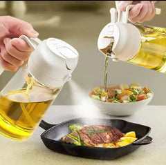 2-In-1 Glass Oil Dispenser And Sprayer With White Ergonomic Handle | Random Color